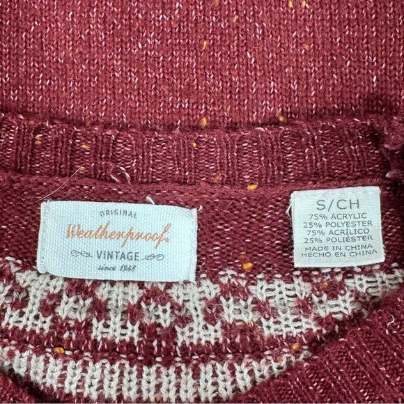 Weatherproof Vintage Fairisle Pullover Sweater Chili Red Small - Picture 10 of 12
